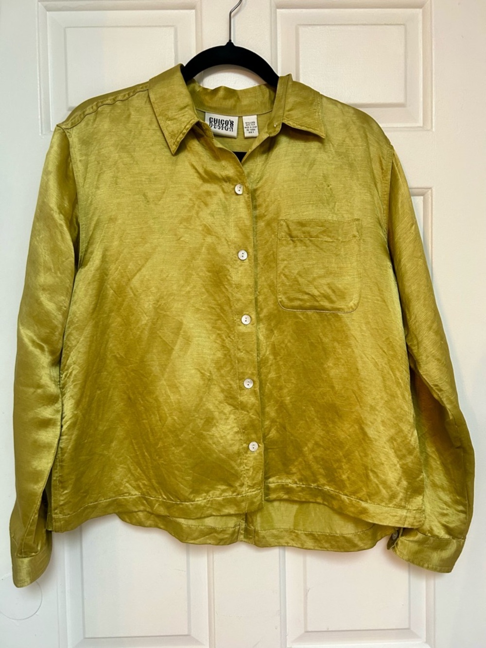 Chico’s Linen/Silk Green Blouse Size 1